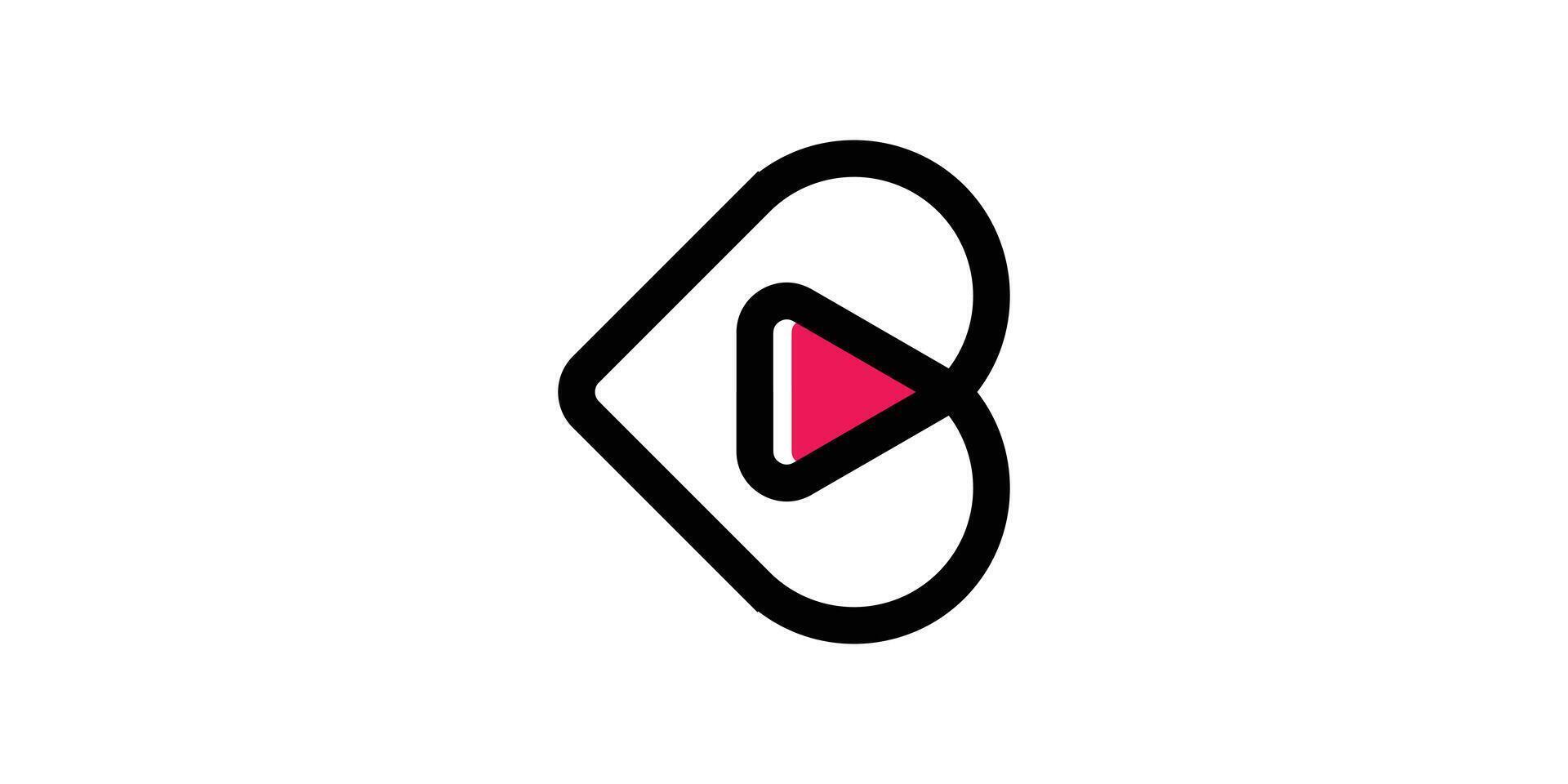 creative logo design combination of love shape with play button, media, technology, simple, logo design template, icon, , symbol, creative idea. vector