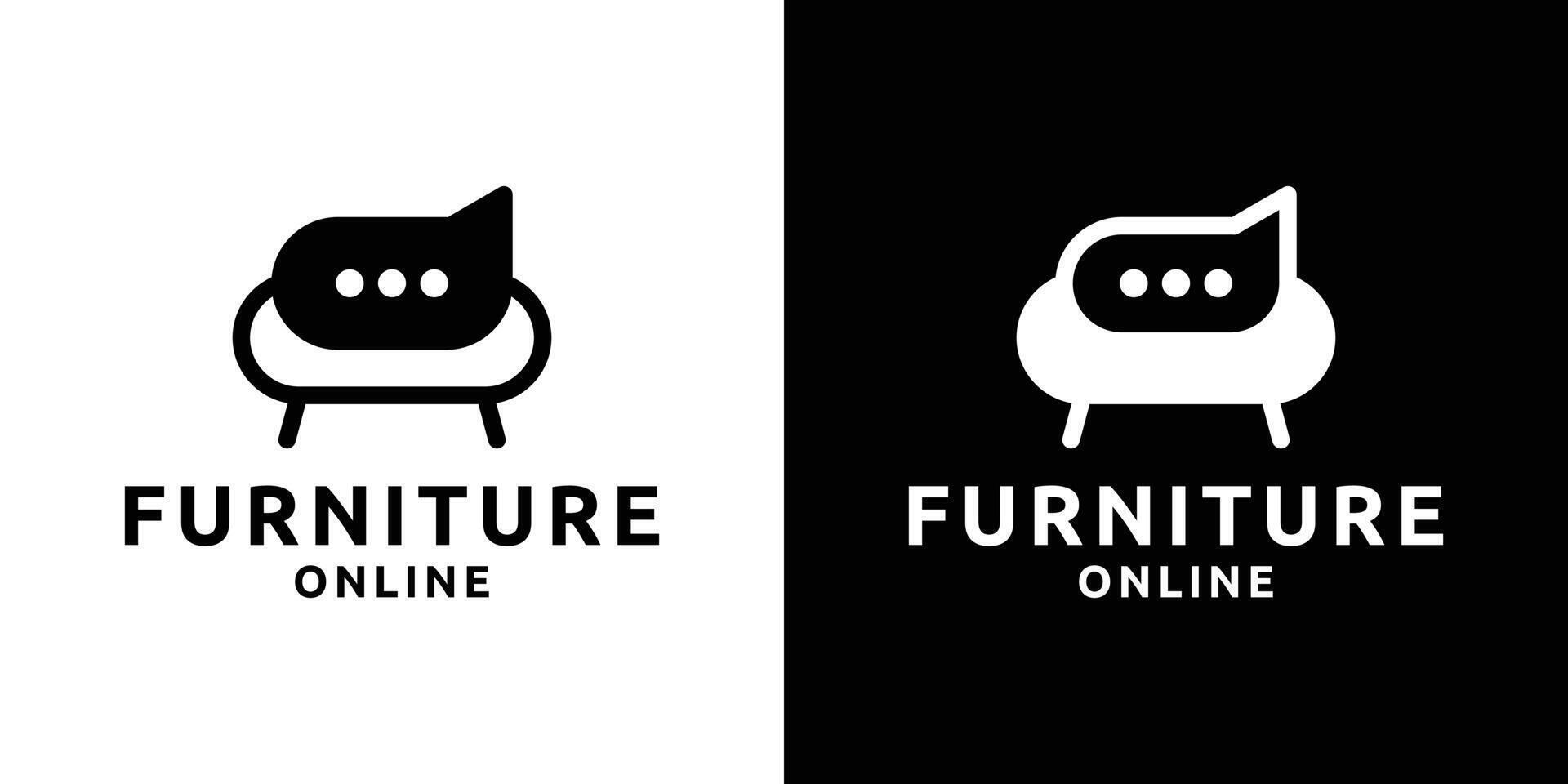 creative logo design combination of chairs with chat, talk, furniture, online communication, logo design templates, symbols, icons, s, creative ideas. vector