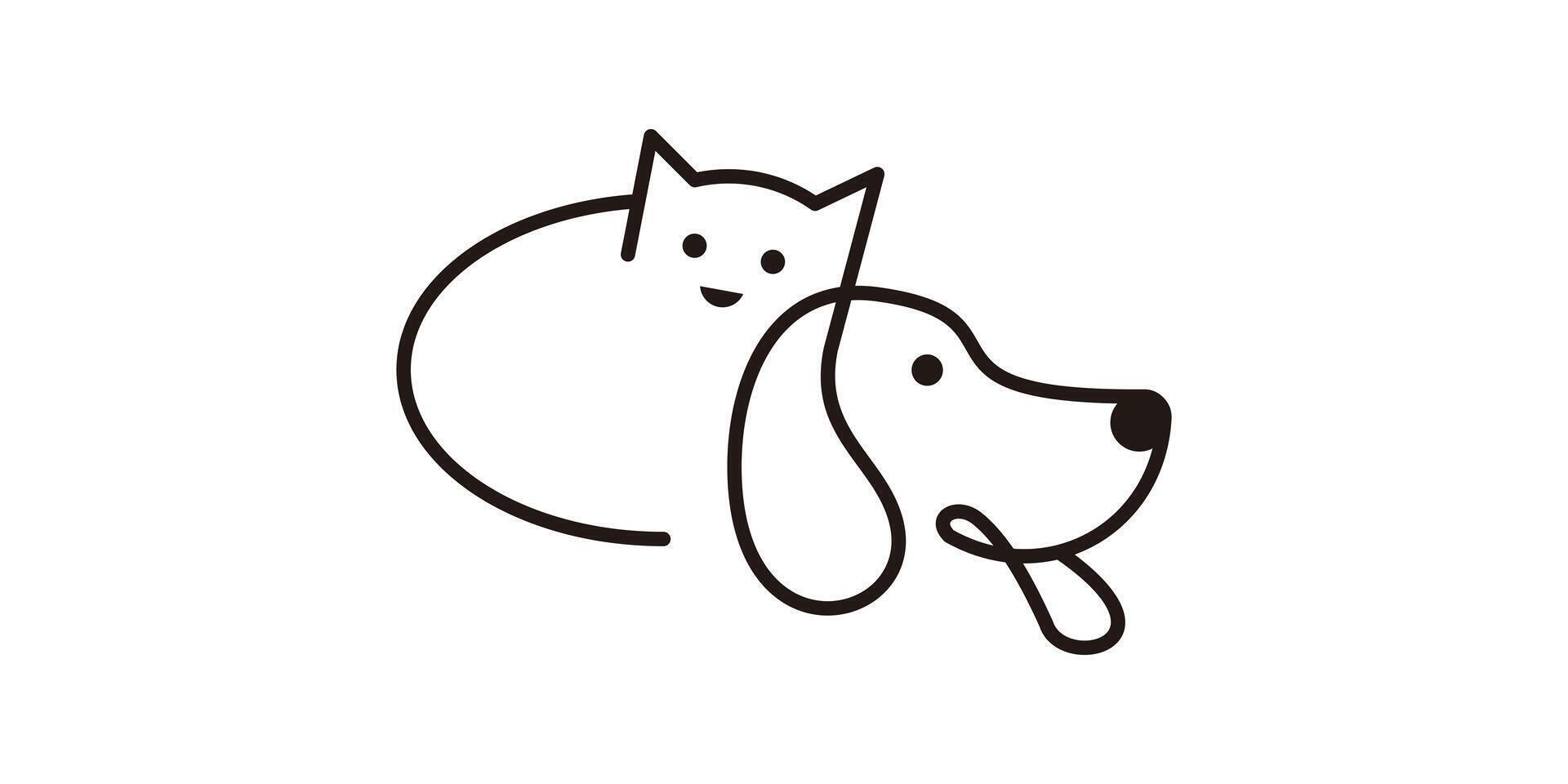 logo design creative animal pet, dog and cat, minimalist line, logo design template, symbol, icon, , creative idea. vector