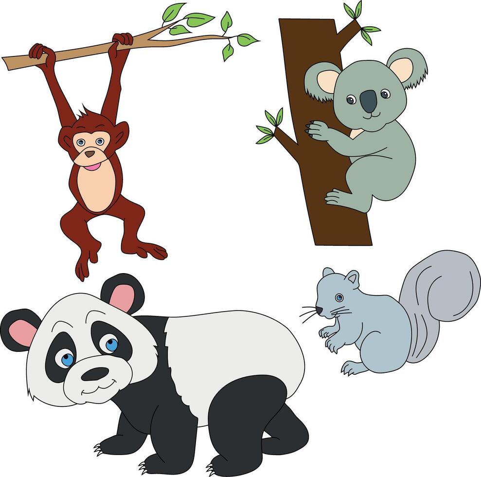 vistoso animales clipart colocar. dibujos animados salvaje animales clipart conjunto para amantes de fauna silvestre vector