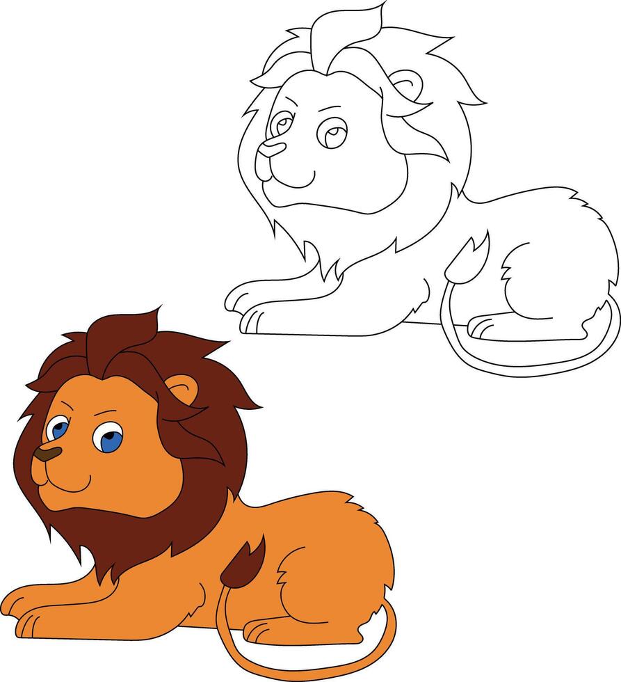 Lion Clipart Set. Cartoon Wild Animals Clipart Set for Lovers of Wildlife vector