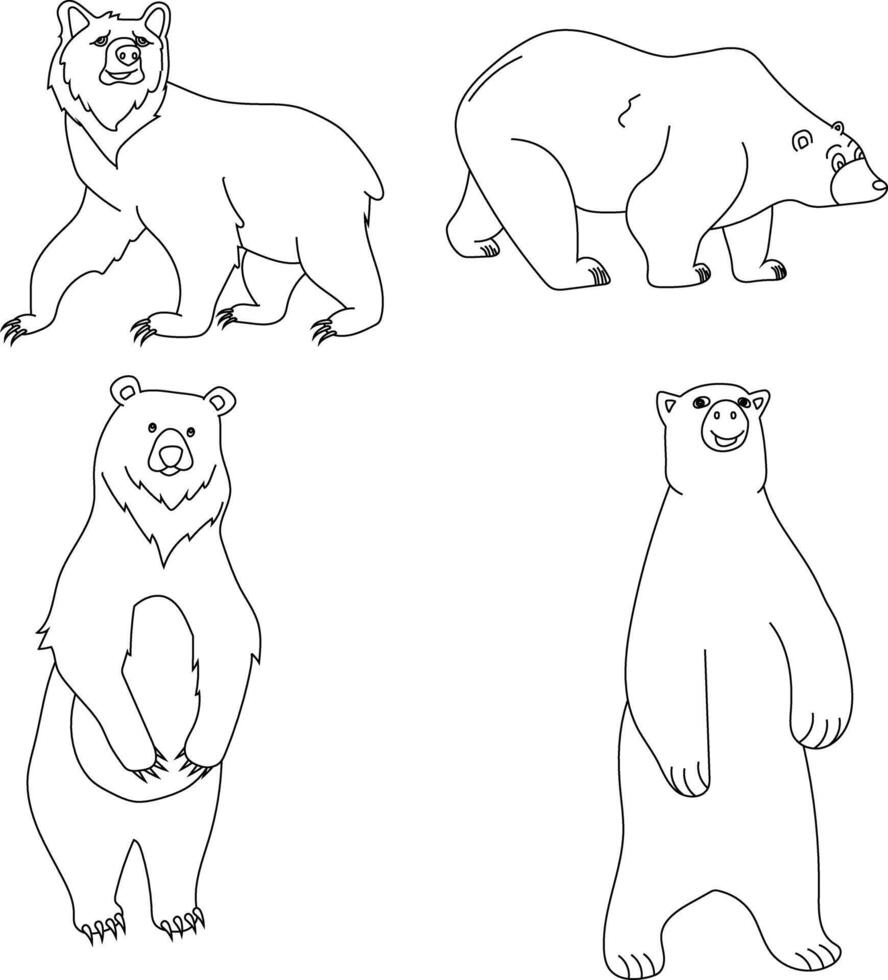 Bear Clipart Set. Cartoon Wild Animals Clipart Set for Lovers of Wildlife vector