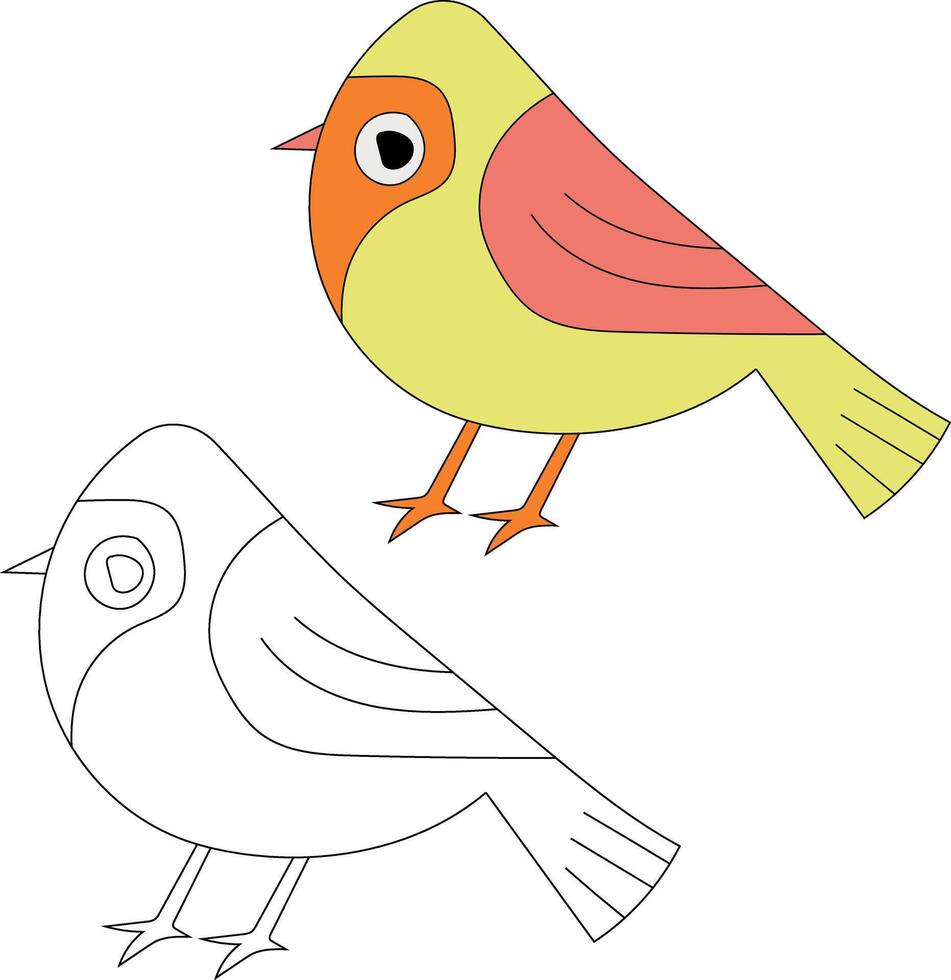 Cute Little Birds Clipart Set Flat Design. Bird Flat Illustration vector