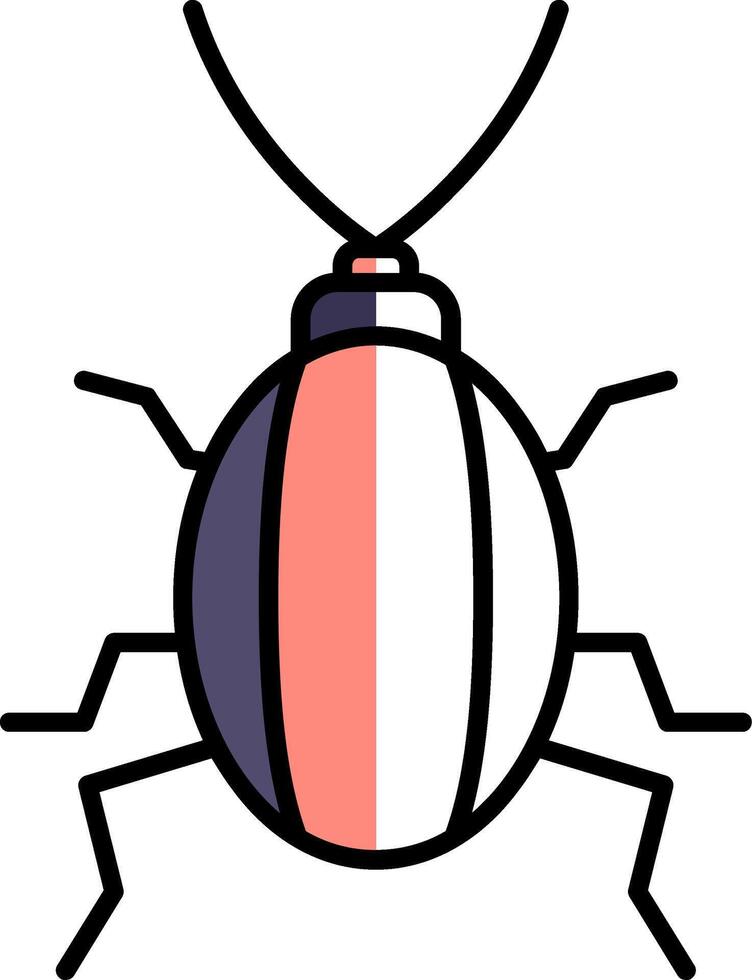 cucaracha lleno medio cortar icono vector