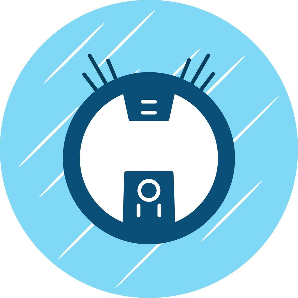 Robot Vacuum Flat Blue Circle Icon vector