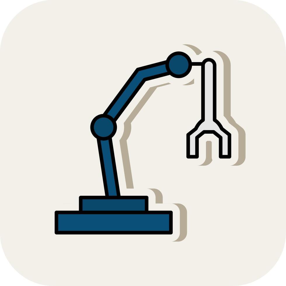 Robotic Arm Line Filled White Shadow Icon vector