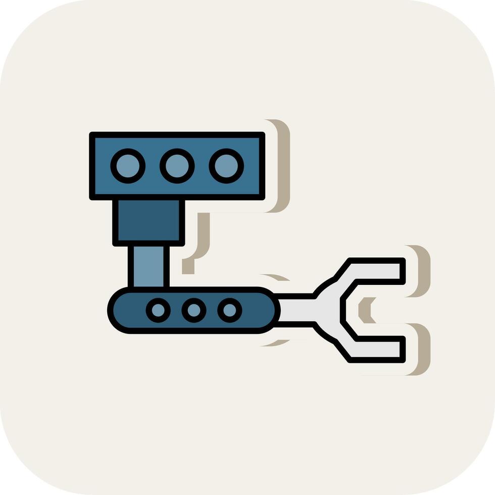 Industrial Robot Line Filled White Shadow Icon vector