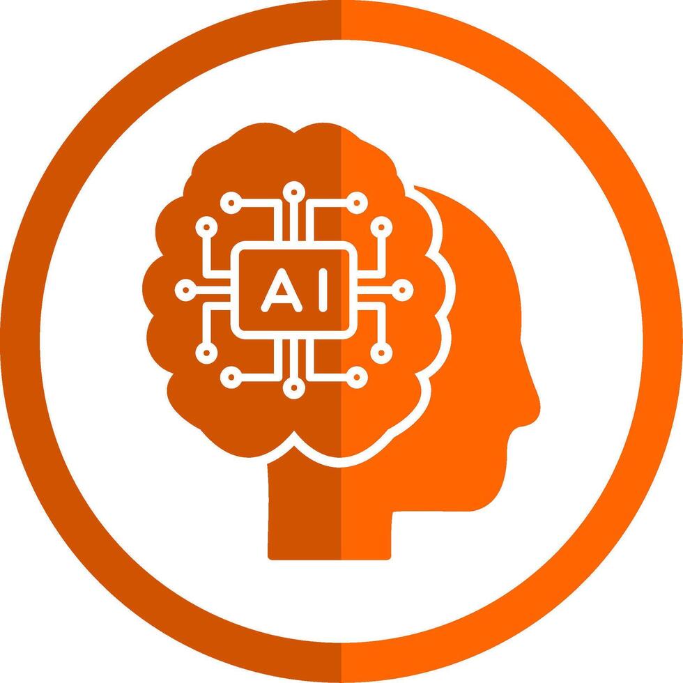 Artificial Intelligence Glyph Orange Circle Icon vector
