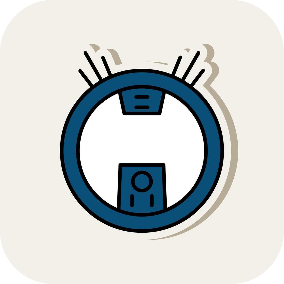 Robot Vacuum Line Filled White Shadow Icon vector