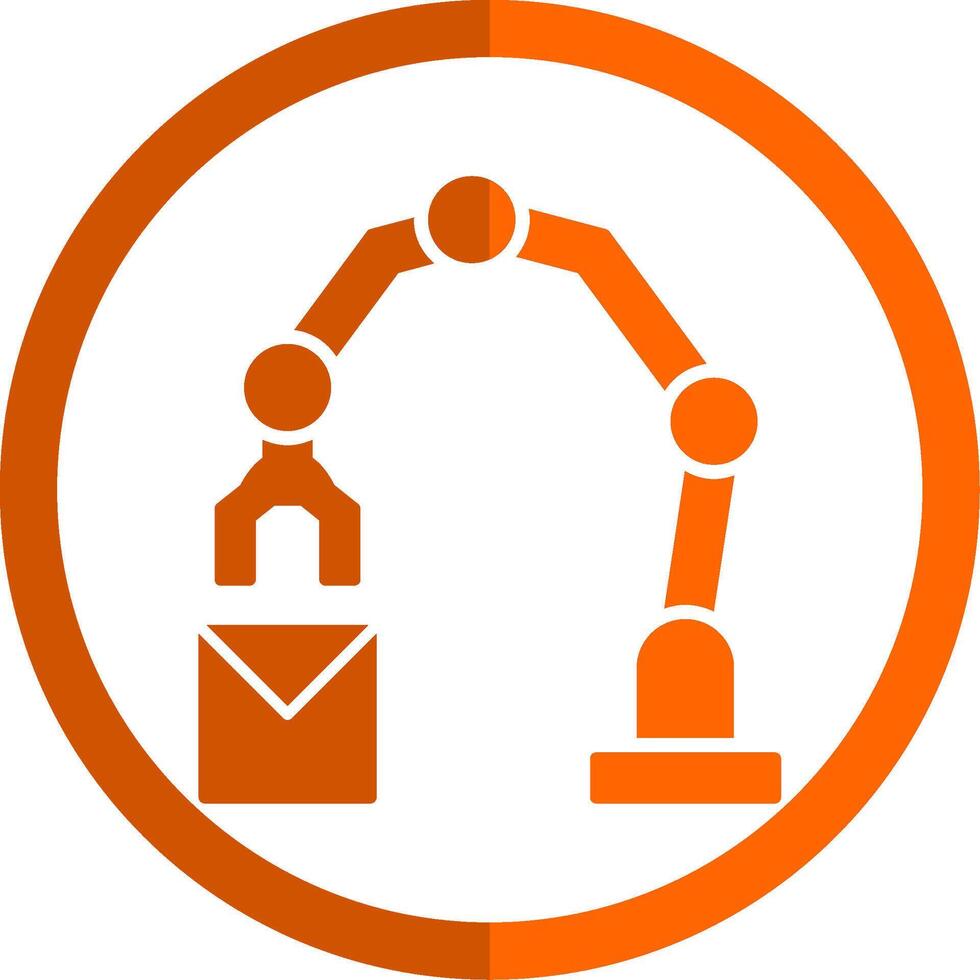 Industrial Robot Glyph Orange Circle Icon vector