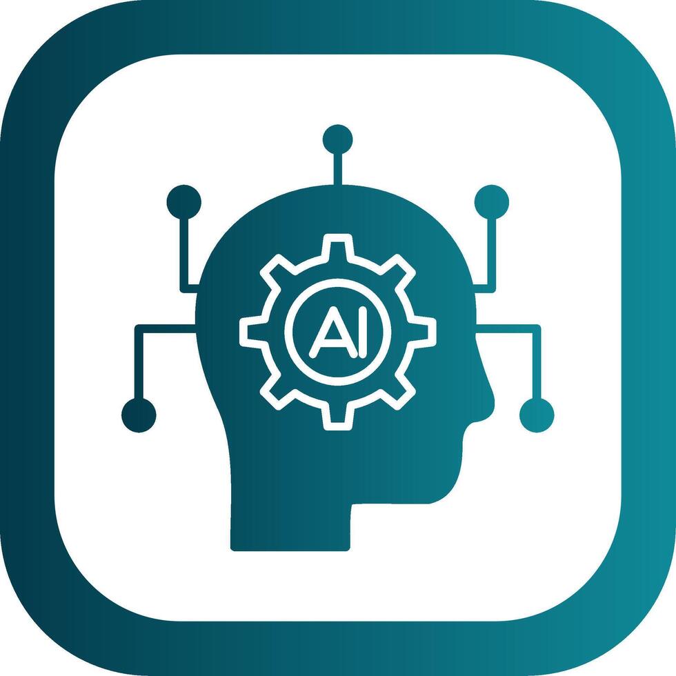 Artificial Intelligence Glyph Gradient Round Corner Icon vector