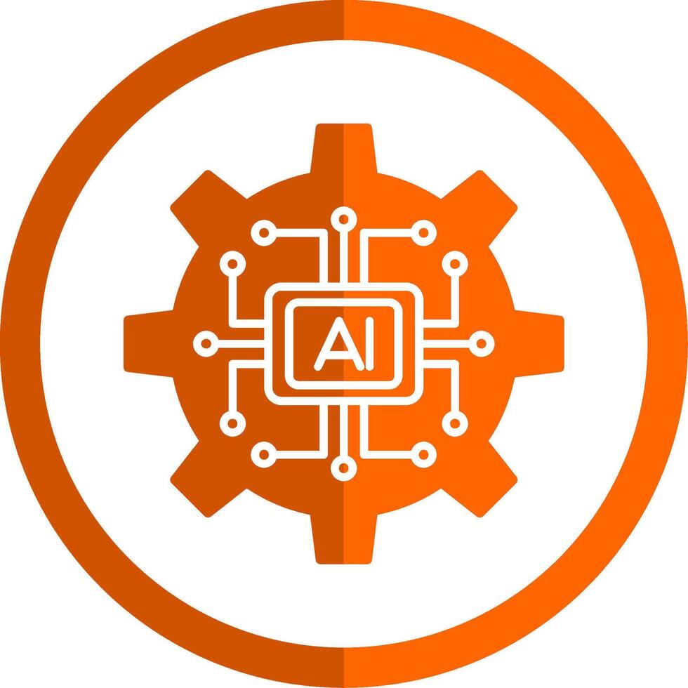 Artificial Intelligence Glyph Orange Circle Icon vector