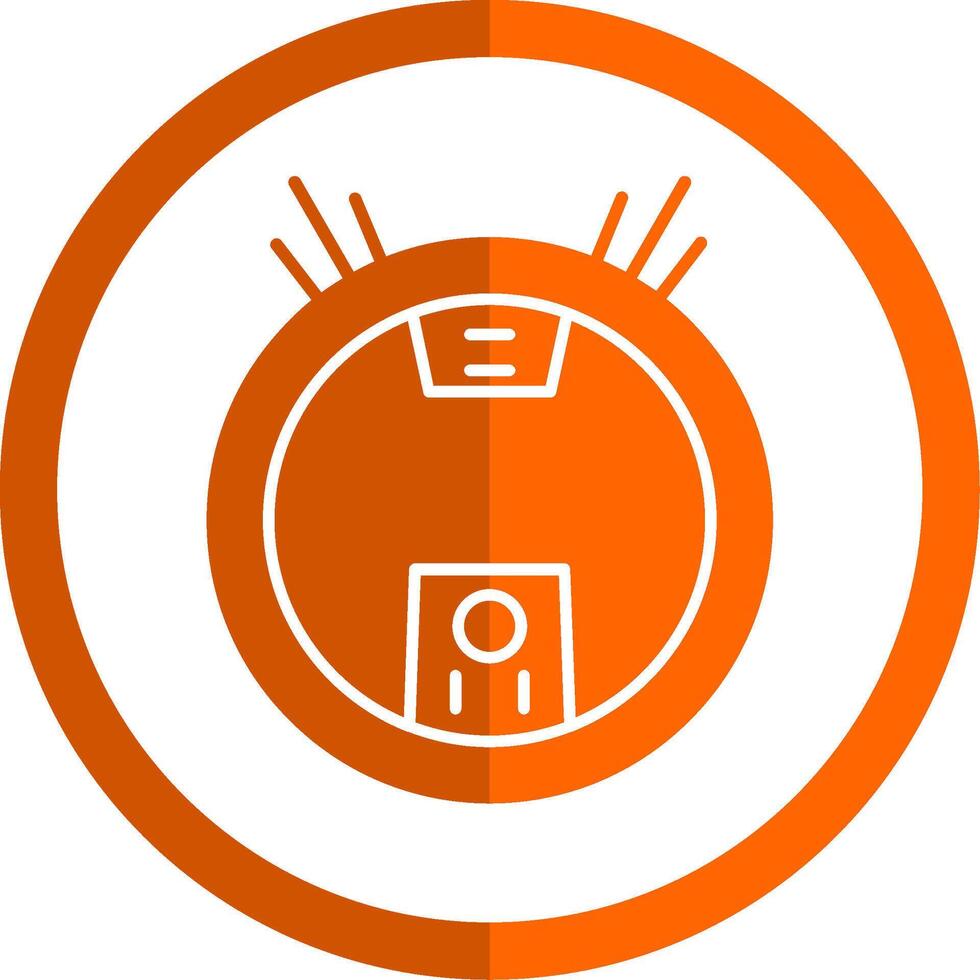 Robot Vacuum Glyph Orange Circle Icon vector