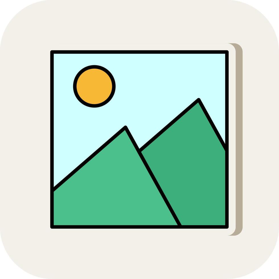 Picture Line Filled White Shadow Icon vector