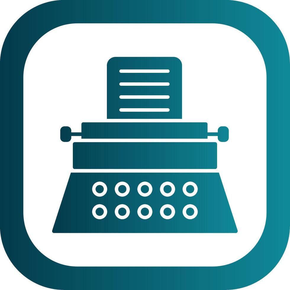 Typewriter Glyph Gradient Round Corner Icon vector