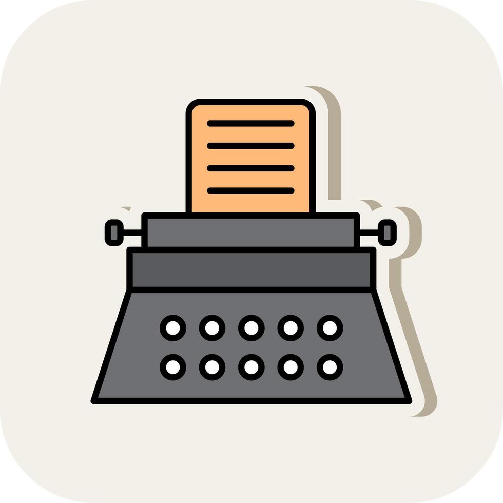 Typewriter Line Filled White Shadow Icon vector