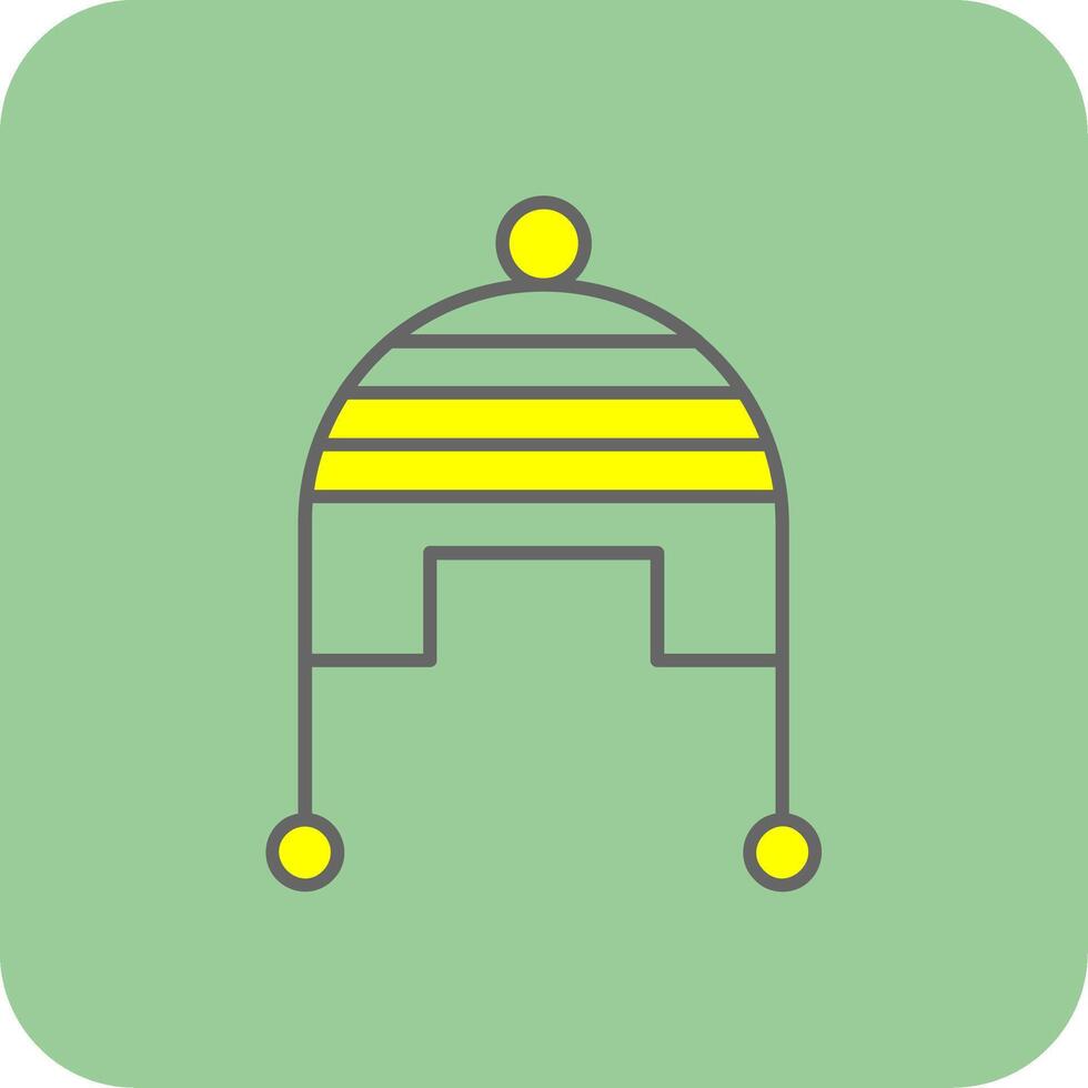 invierno gorra lleno amarillo icono vector