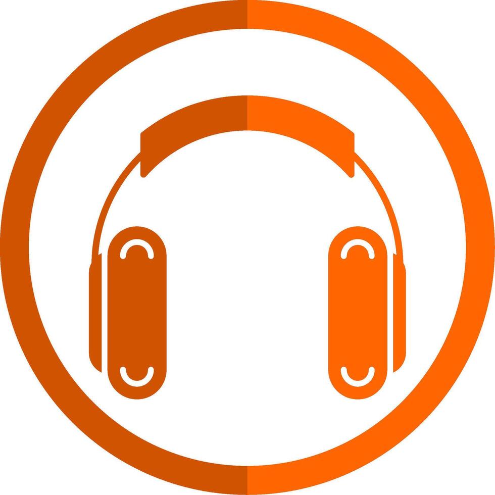 Headphones Glyph Orange Circle Icon vector