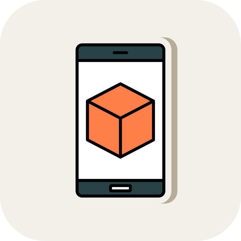 3d Line Filled White Shadow Icon vector