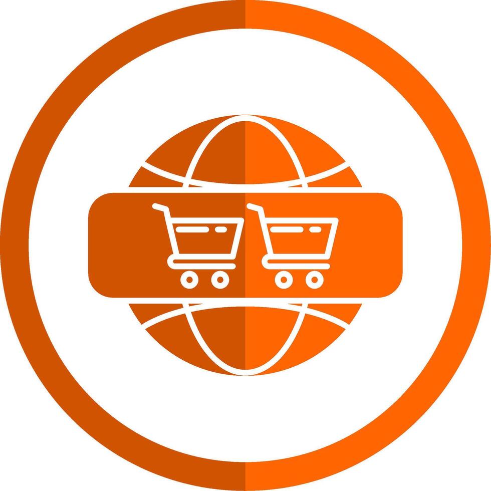 en línea compras glifo naranja circulo icono vector