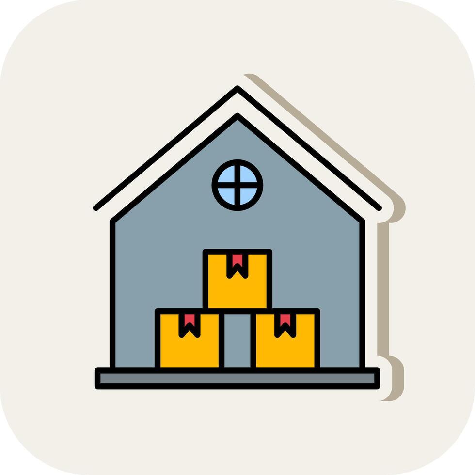 Warehouse Line Filled White Shadow Icon vector