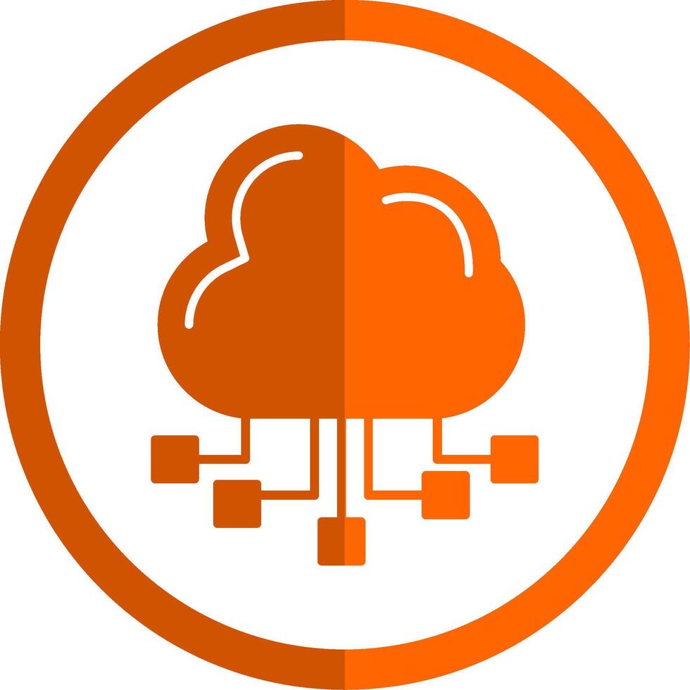 Cloud Server Glyph Orange Circle Icon vector