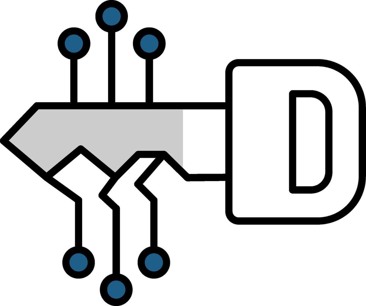 llave lleno medio cortar icono vector