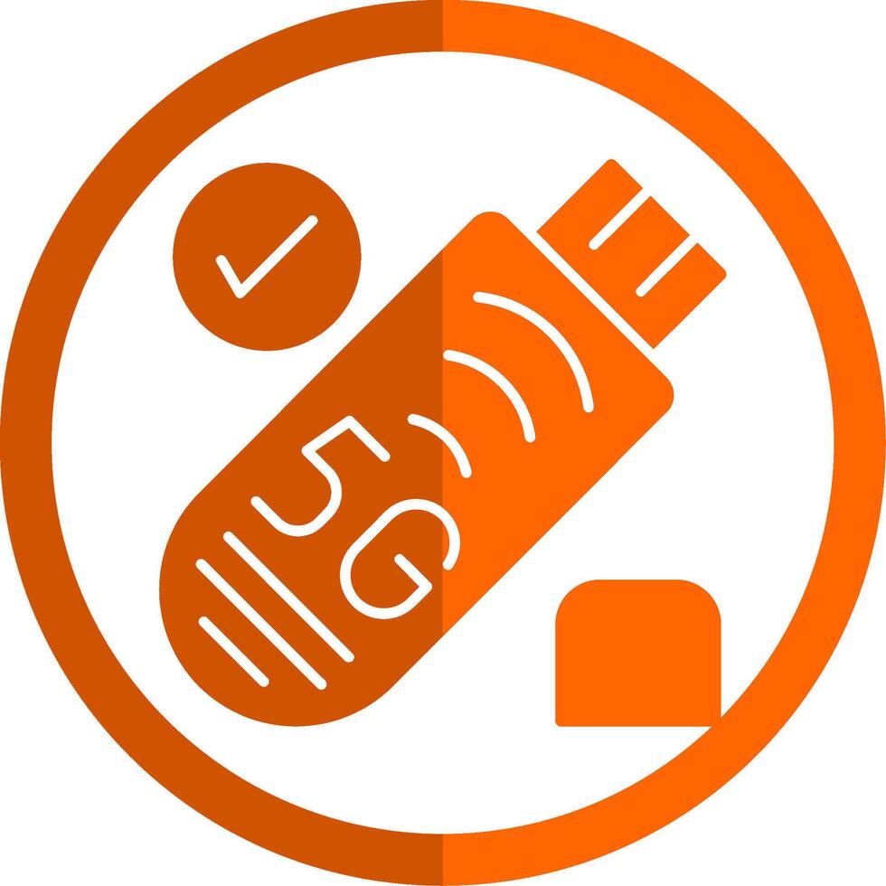 Usb Stick Glyph Orange Circle Icon vector