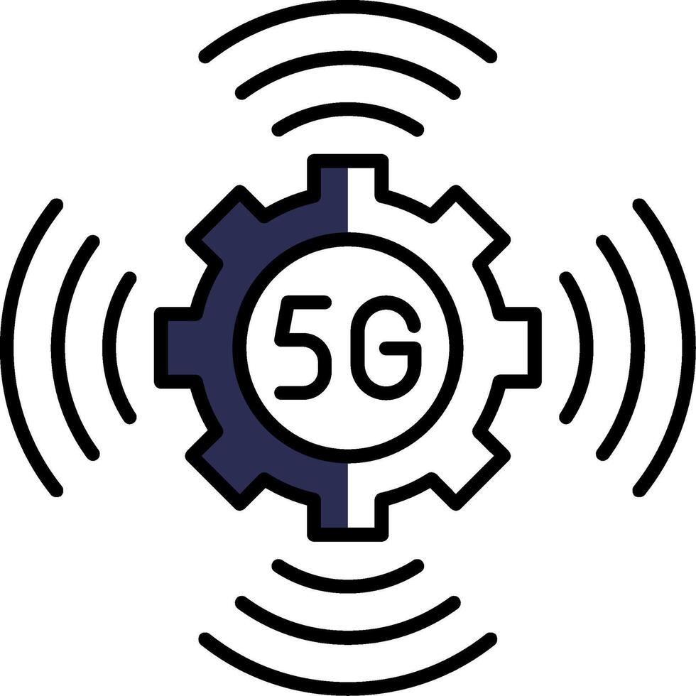 5G Filled Half Cut Icon vector