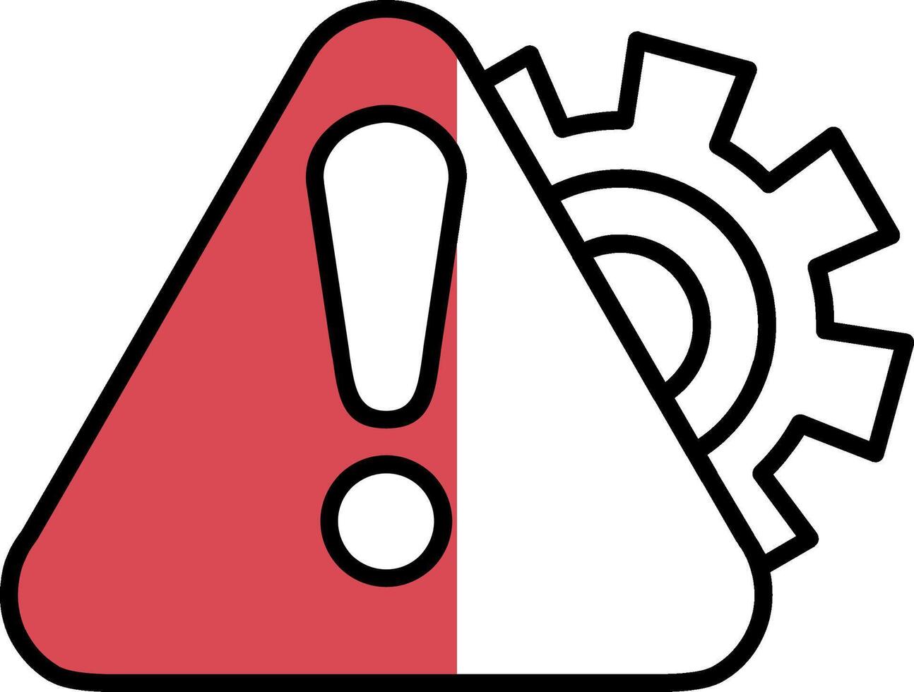 Warning Sign Filled Half Cut Icon vector