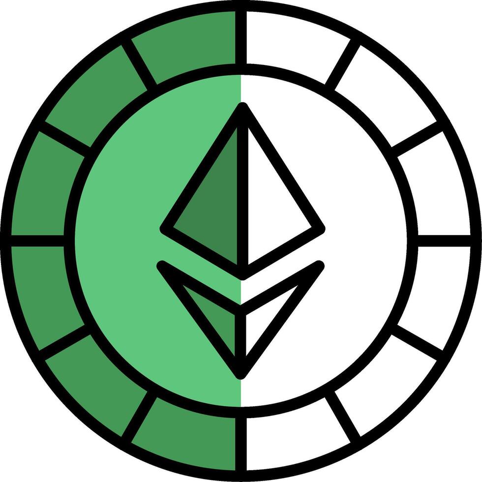 Ethereum Coins Filled Half Cut Icon vector