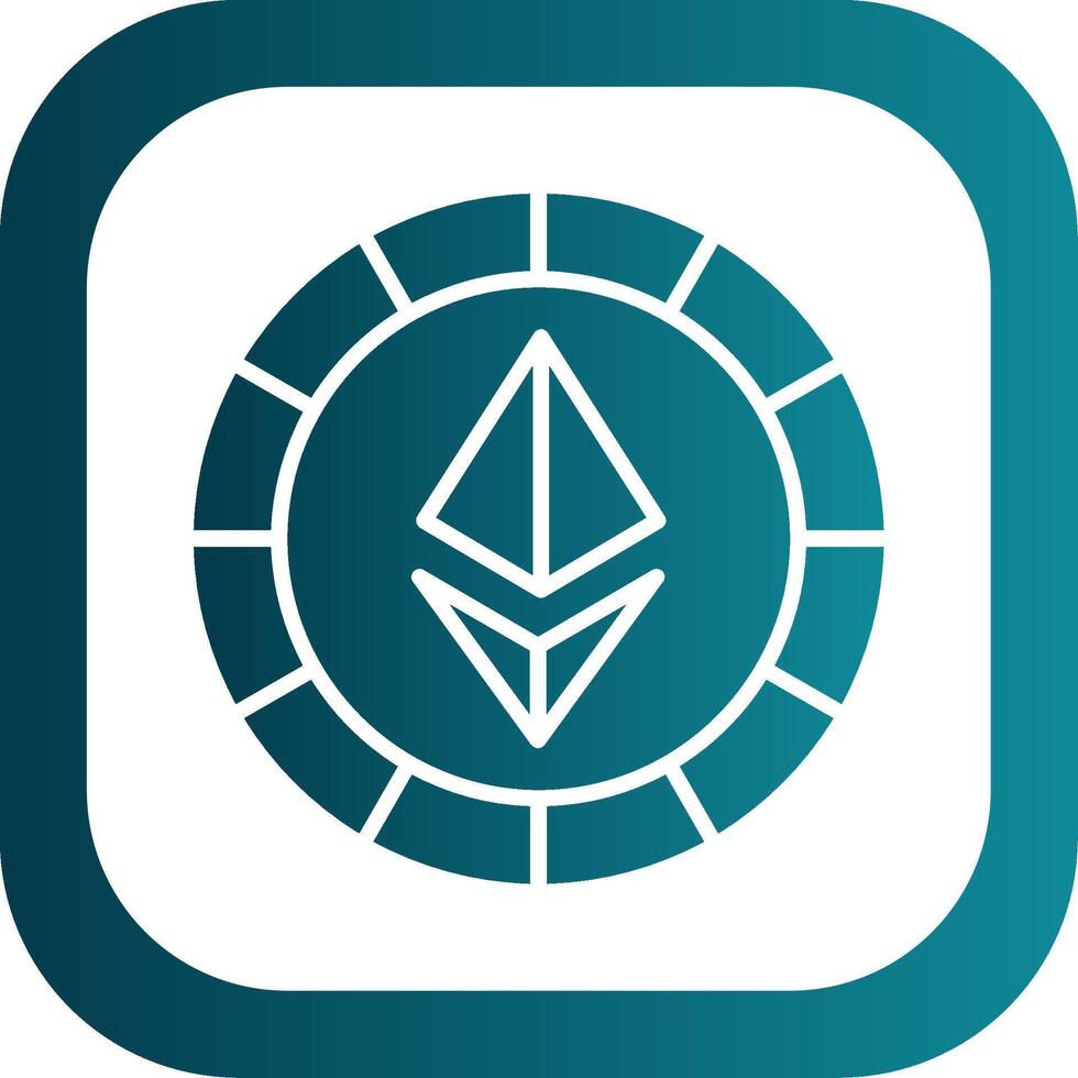 Ethereum Coins Glyph Gradient Round Corner Icon vector