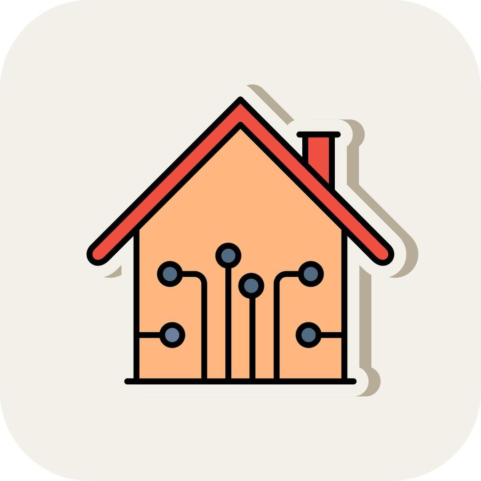 Smart Home Line Filled White Shadow Icon vector