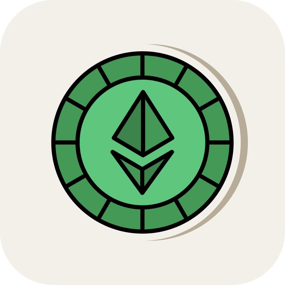 Ethereum Coins Line Filled White Shadow Icon vector