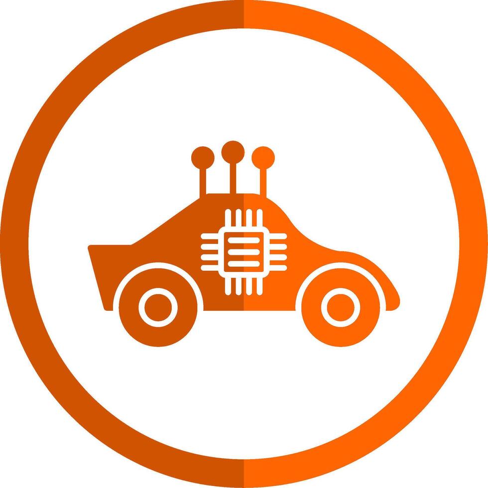 autónomo coche glifo naranja circulo icono vector