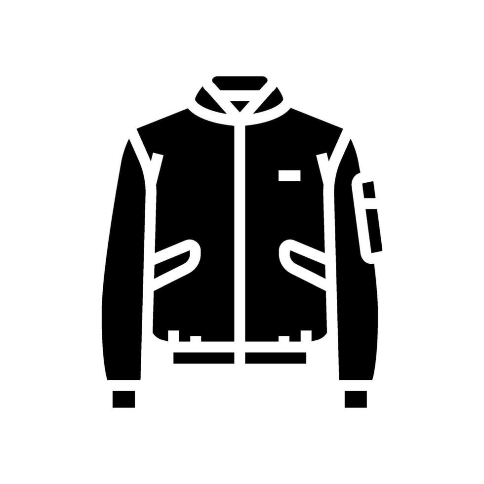 bombardeo chaqueta ropa de calle paño Moda glifo icono ilustración vector
