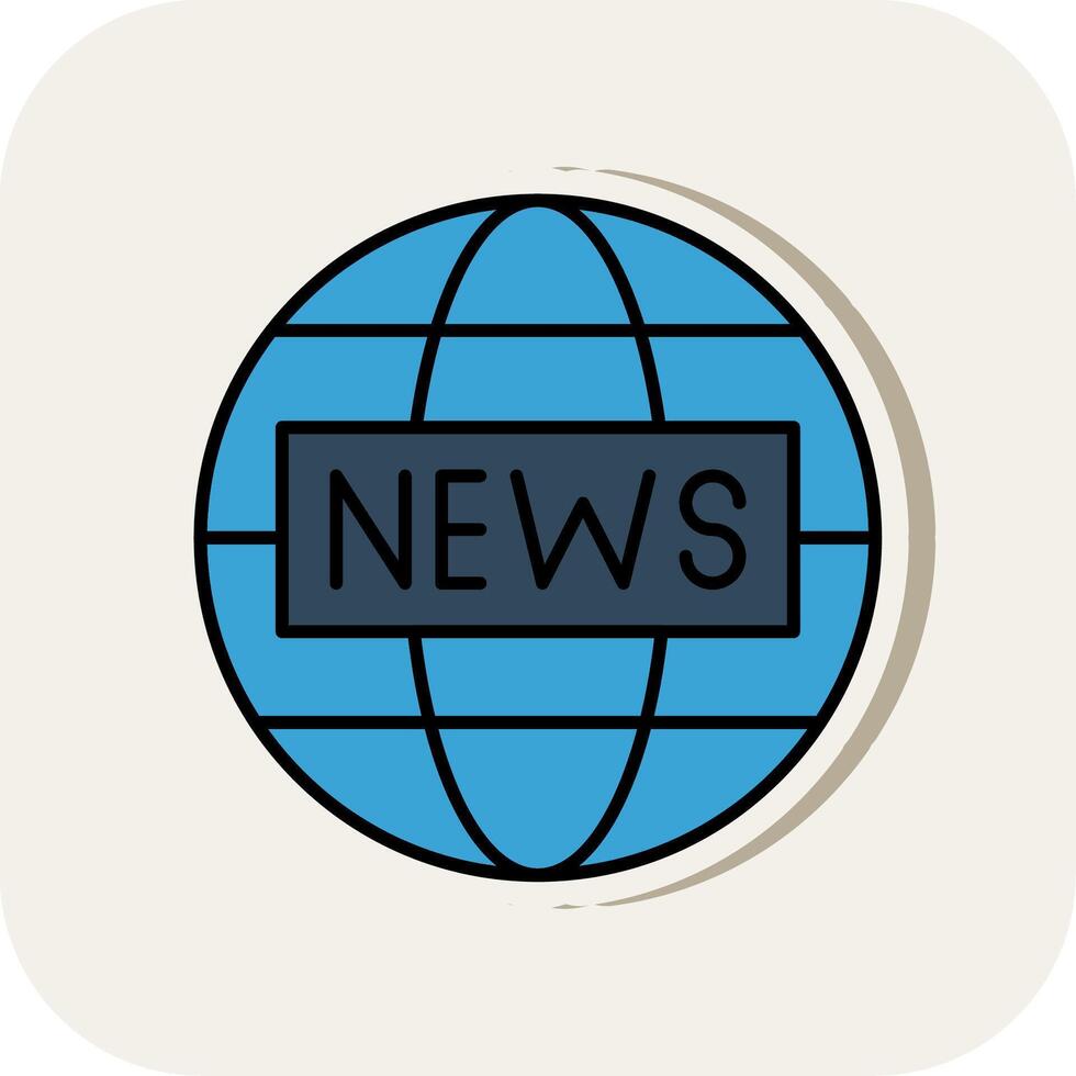 News Report Line Filled White Shadow Icon vector