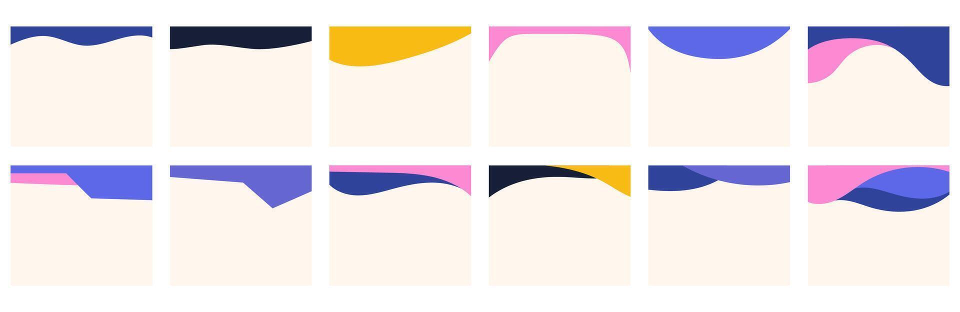 Compilation of assorted shapes suitable for headers or footers on square posts or websites. Creative separator for design simplicity in flat style. Bold colors influenced by the y2k aesthetic. vector