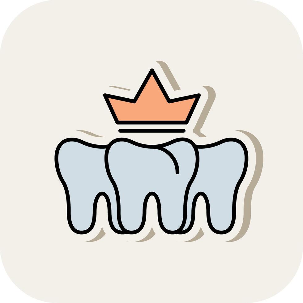dental corona línea lleno blanco sombra icono vector