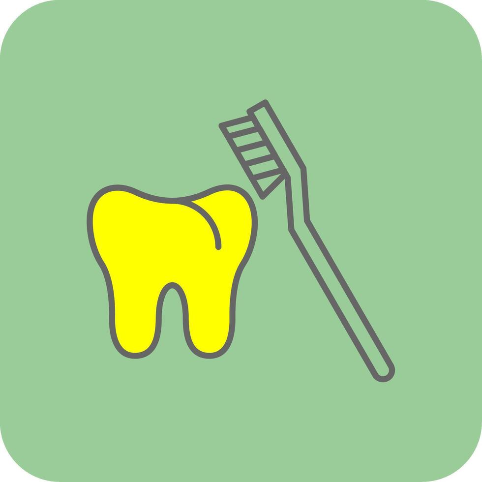 cepillo de dientes lleno amarillo icono vector