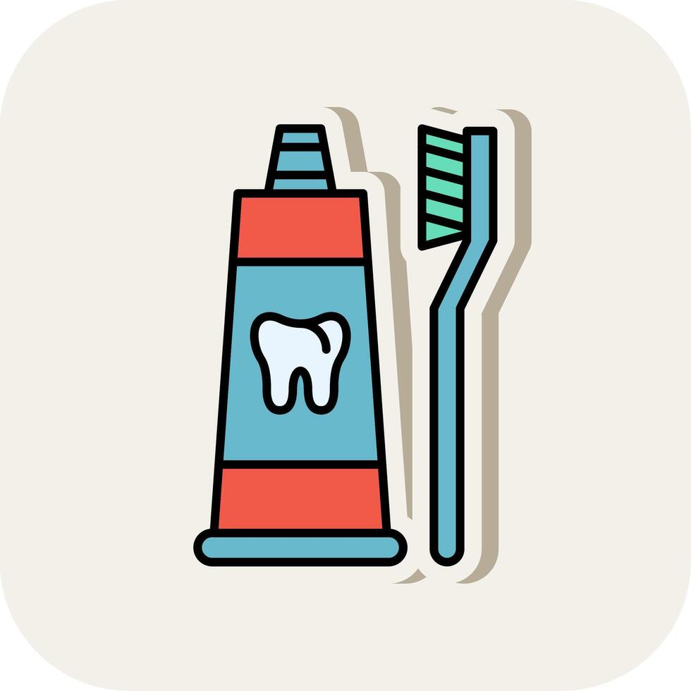 Toothpaste Line Filled White Shadow Icon vector