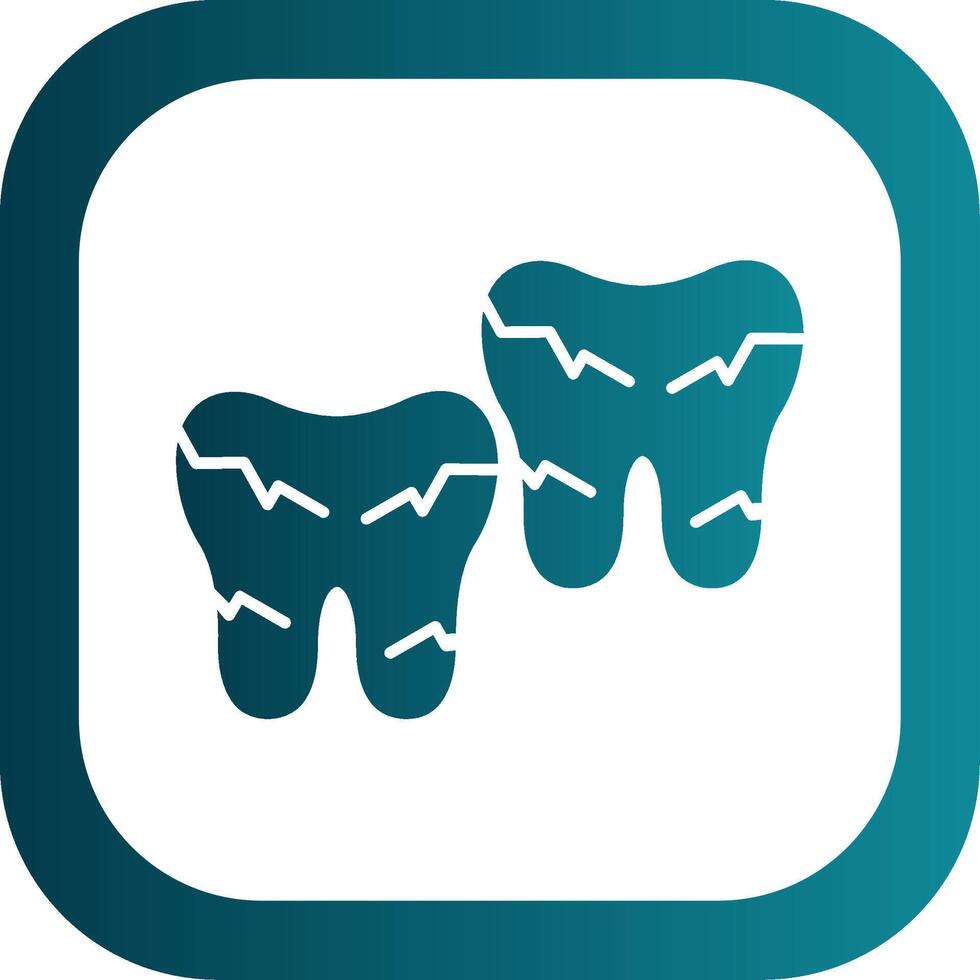 Tooth Damaged Glyph Gradient Round Corner Icon vector