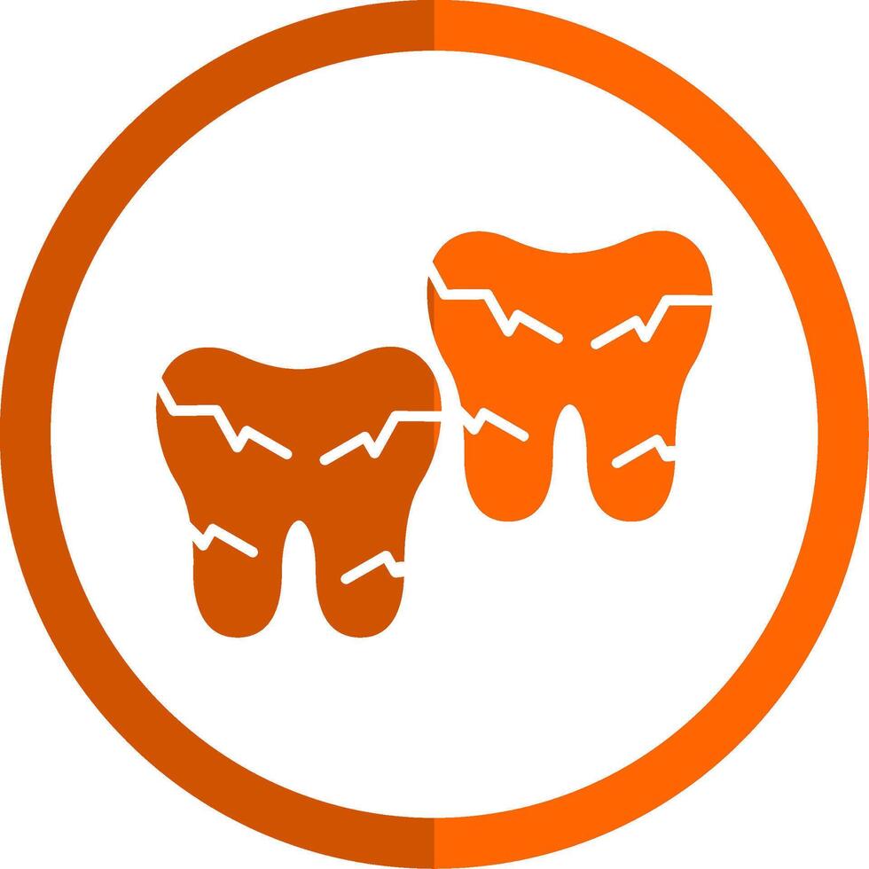 Tooth Damaged Glyph Orange Circle Icon vector