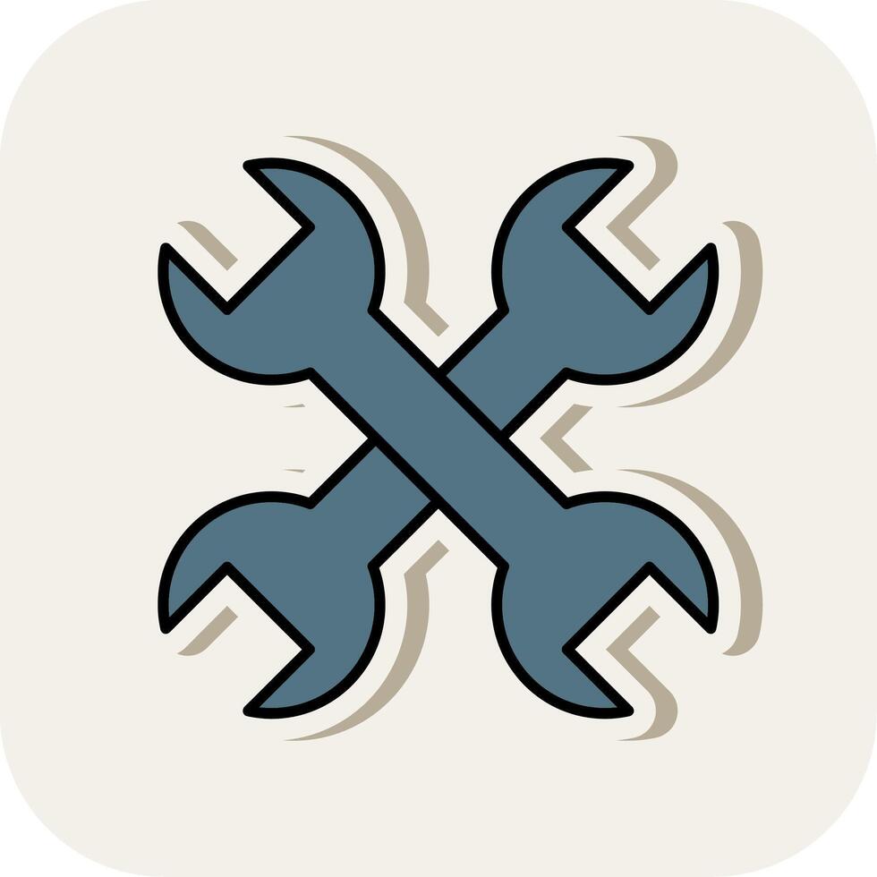 Wrench Line Filled White Shadow Icon vector