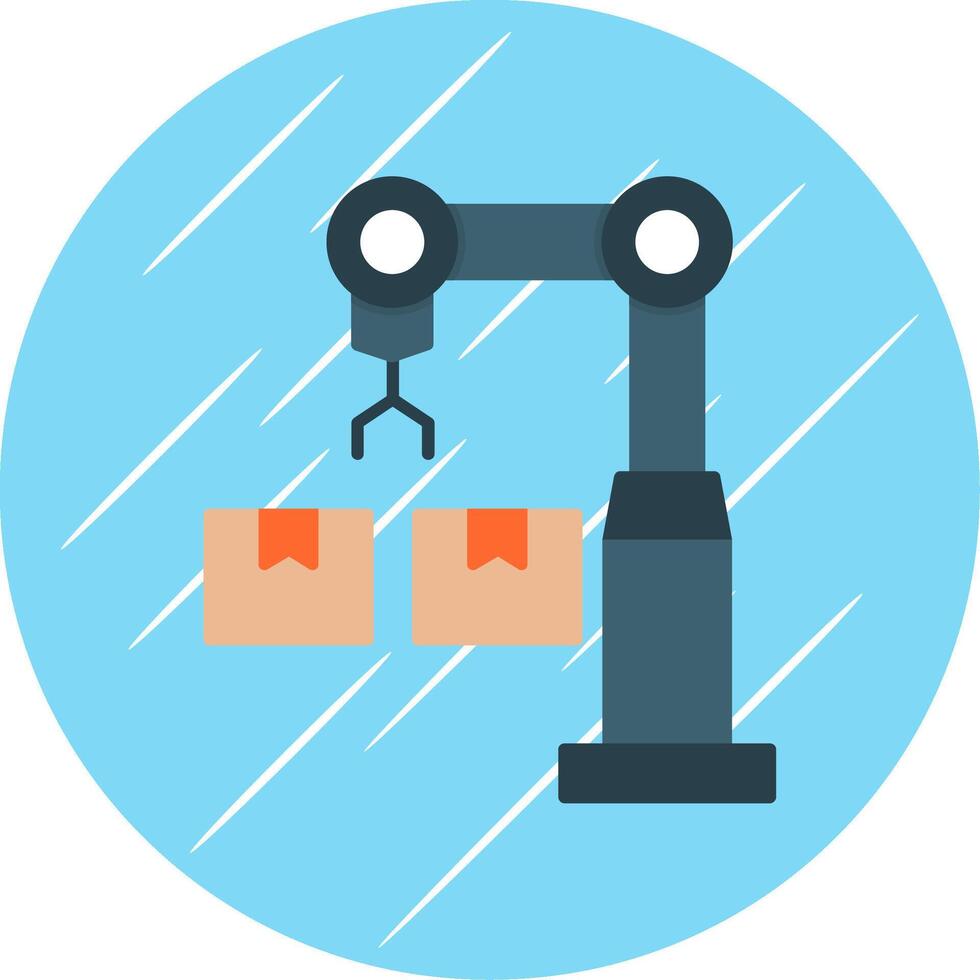 Industrial Robot Flat Blue Circle Icon vector