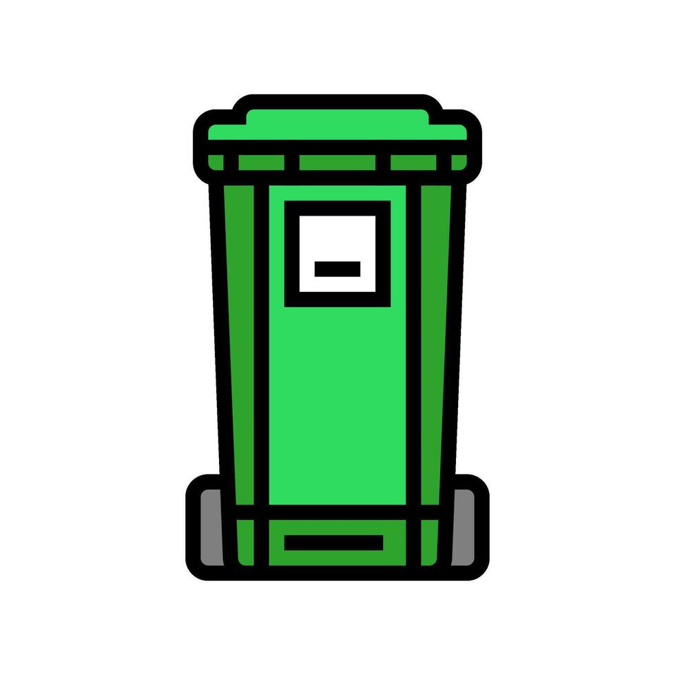 green bin waste sorting color icon illustration vector