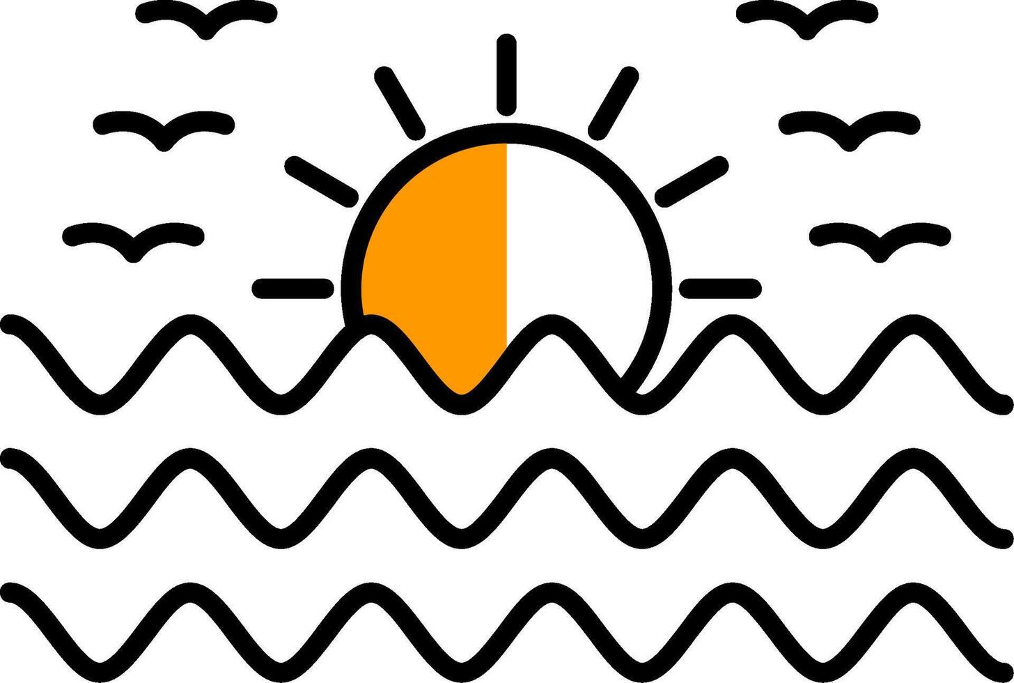 Sunset Filled Half Cut Icon vector