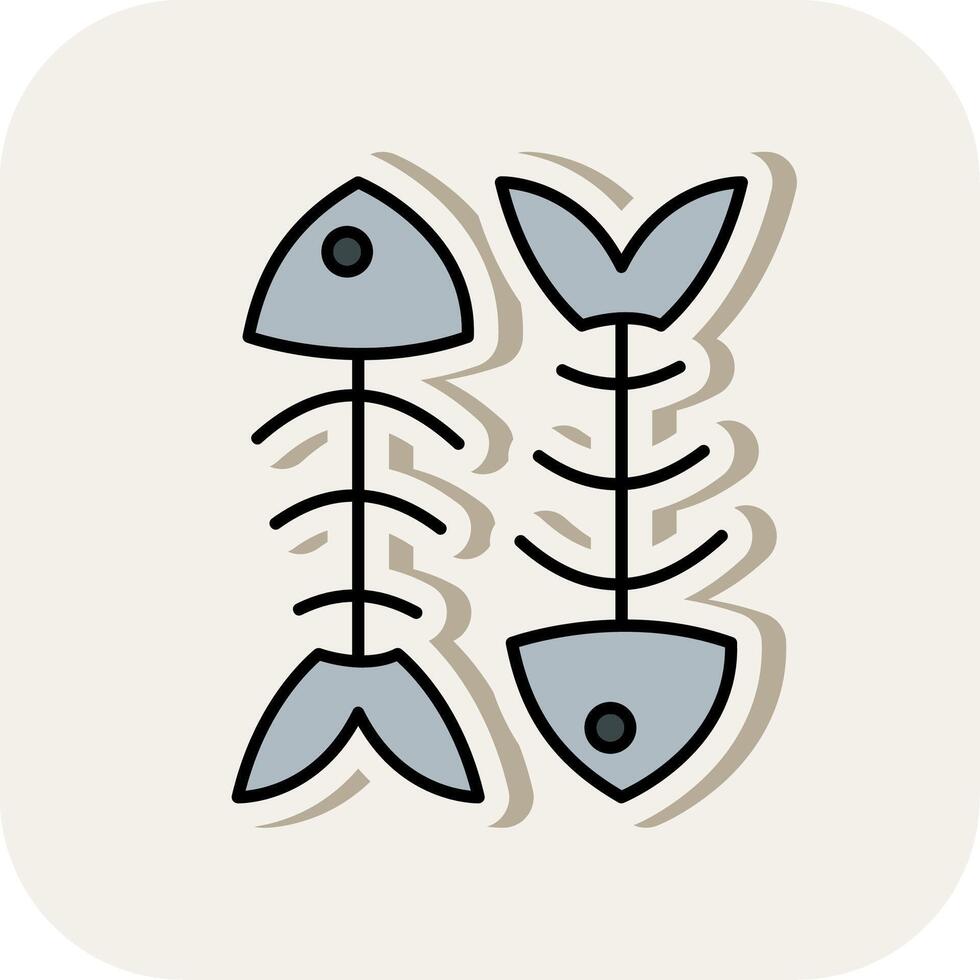 Fishbone Line Filled White Shadow Icon vector