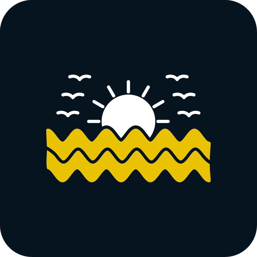 Sunset Glyph Two Color Icon vector