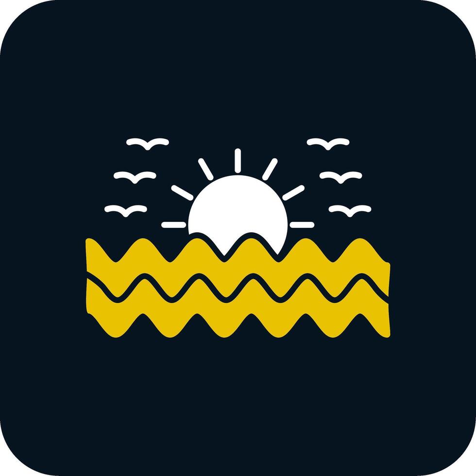 Sunset Glyph Two Color Icon vector